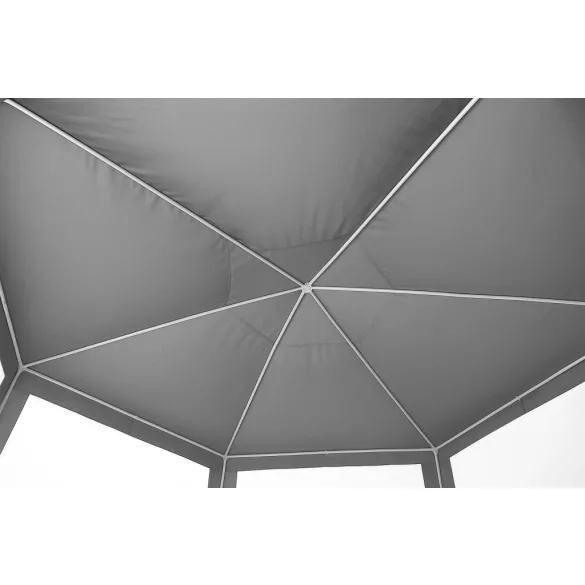 Kerti pavilon, MultiGarden PAW-2X2X2-W-GY, szürke, 2 x 2 m, 6 oldalfallal (1 cipzáras, 5 ablakos), fém vázzal, vízálló PE ponyva, 2 m magassággal