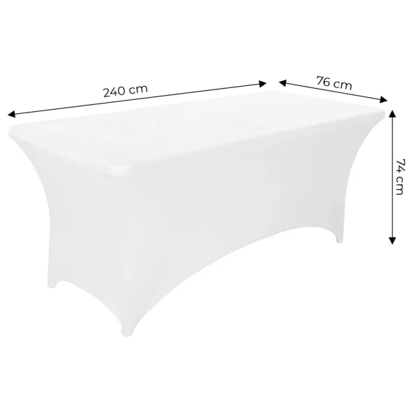 Rugalmas asztalhuzat, MultiGarden HTSP8FT-W, fehér, szélesség: 76 cm, hosszúság: 240 cm, magasság: 74 cm, folttaszító, mosógépben mosható, lábzsebes rögzítés