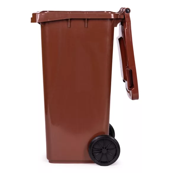Trash Bin Container 120L Brown, BIO with Rubber Wheels