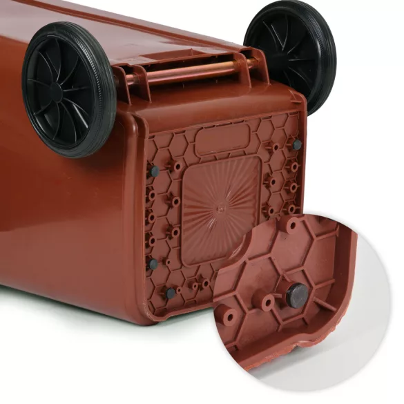 Trash Bin Container 120L Brown, BIO with Rubber Wheels