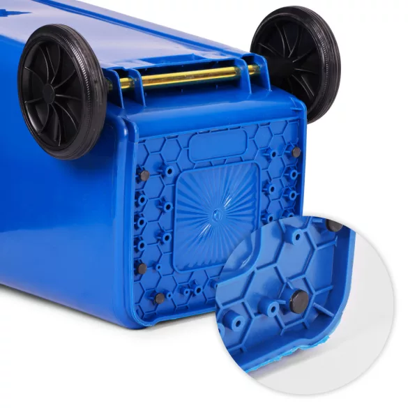 Trash Bin Container 120L Blue, Paper with Rubber Wheels