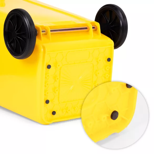 Trash Bin Container 120L Yellow, Plastic with Rubber Wheels