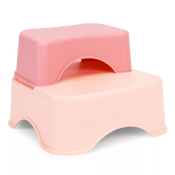 Gyerek WC-ülőke, ECOTOYS HA-P17-18-PK, rózsaszín, lépcsős fellépővel, csúszásmentes, állítható, párnázott ülőke, univerzális, műanyag