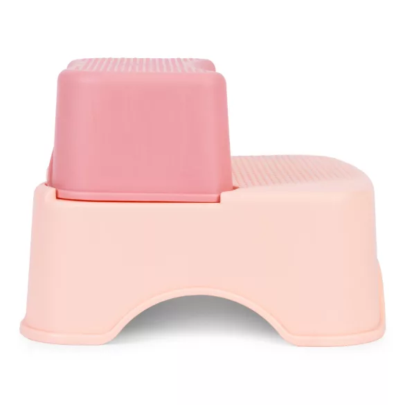 Gyerek WC-ülőke, ECOTOYS HA-P17-18-PK, rózsaszín, lépcsős fellépővel, csúszásmentes, állítható, párnázott ülőke, univerzális, műanyag