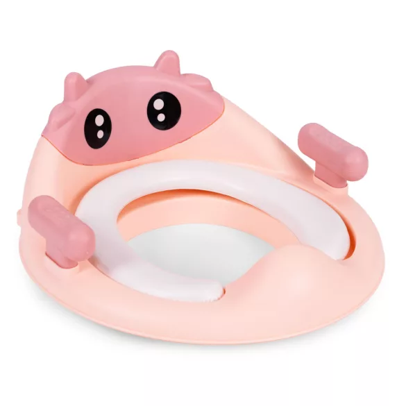 Gyerek WC-ülőke, ECOTOYS HA-P17-18-PK, rózsaszín, lépcsős fellépővel, csúszásmentes, állítható, párnázott ülőke, univerzális, műanyag