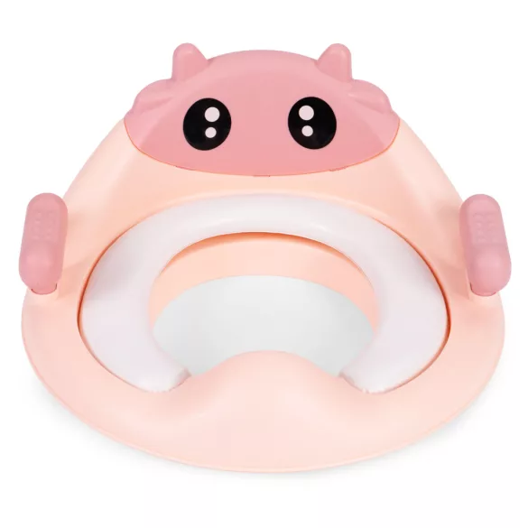 Gyerek WC-ülőke, ECOTOYS HA-P17-18-PK, rózsaszín, lépcsős fellépővel, csúszásmentes, állítható, párnázott ülőke, univerzális, műanyag