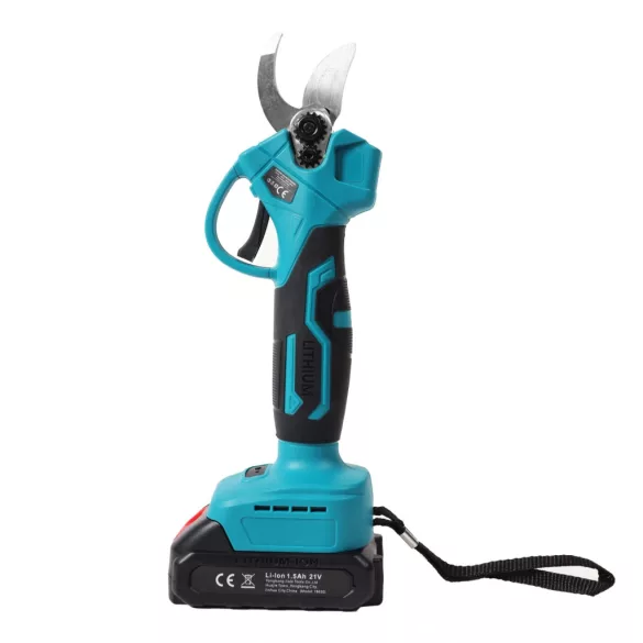 Akkumulátoros metszőolló, Bauerkraft H-605, kék, 2 x 21 V 1,5 Ah Li-Ion, 600 W, maximum 30 mm vastagságig, kétfokozatú vágás, biztonsági zár, koffer és tartozékok, akkumulátorral és töltővel