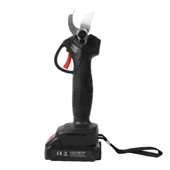 Akkumulátoros metszőolló, Bauerkraft H-604, fekete, 2 x 21 V 1,5 Ah Li-Ion, 600 W, maximum 30 mm vastagságig, kétfokozatú vágás, biztonsági zár, koffer és tartozékok, akkumulátorral és töltővel