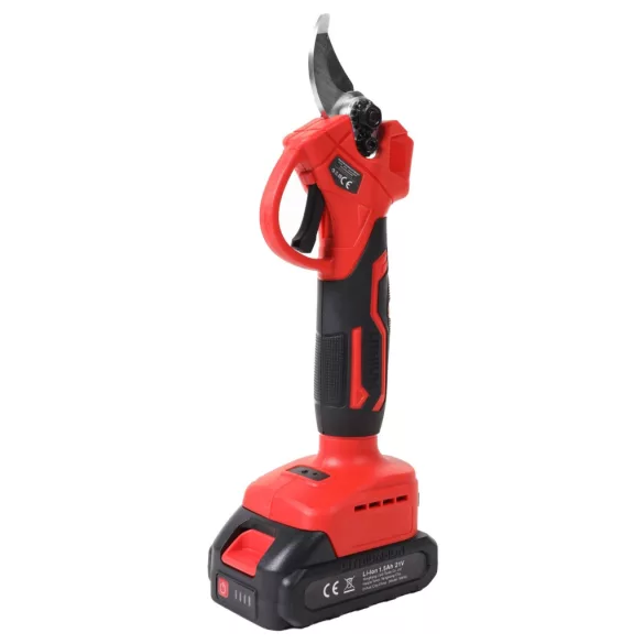 Akkumulátoros metszőolló, Bauerkraft H-601, piros, 2 x 21 V 1,5 Ah Li-Ion, 600 W, maximum 30 mm vastagságig, kétfokozatú vágás, biztonsági zár, koffer és tartozékok, akkumulátorral és töltővel