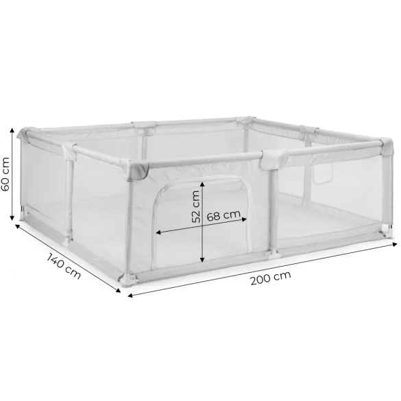 Baby Playpen 140x200 cm Dry Ball Pit Play Area Grey with Carry Bag ECOTOYS