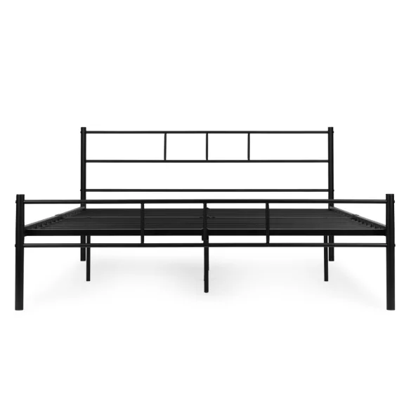 Fém ágykeret, ModernHome DNYSF165A, 140 x 200 cm, fekete, fém, beépített léces ágyrács, fejtámla, 200 kg teherbírás