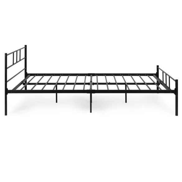 Fém ágykeret, ModernHome DNYSF165A, 140 x 200 cm, fekete, fém, beépített léces ágyrács, fejtámla, 200 kg teherbírás