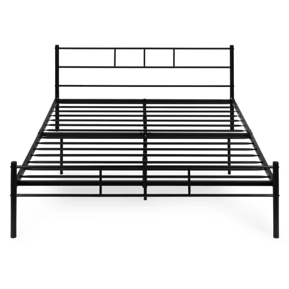 Fém ágykeret, ModernHome DNYSF165B, 160 x 200 cm, fekete, fém, beépített léces ágyrács, fejtámla, 200 kg teherbírás