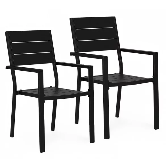 Kerti szék, MultiGarden YC-051KD-1, fekete, 54,5 x 52 x 89 cm, acél keret, HDPE ülő- és háttámla, 150 kg teherbírás, 2 db-os szett