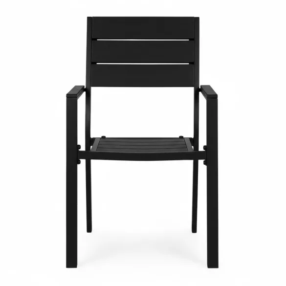 Kerti szék, MultiGarden YC-051KD-1, fekete, 54,5 x 52 x 89 cm, acél keret, HDPE ülő- és háttámla, 150 kg teherbírás, 2 db-os szett