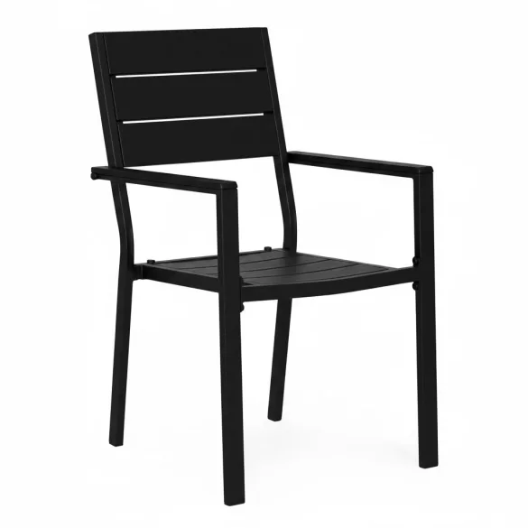 Kerti szék, MultiGarden YC-051KD-1, fekete, 54,5 x 52 x 89 cm, acél keret, HDPE ülő- és háttámla, 150 kg teherbírás, 2 db-os szett