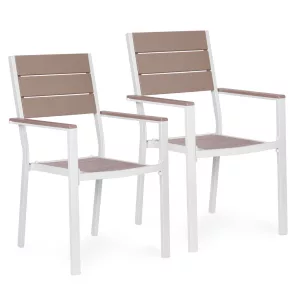 Kerti szék, MultiGarden YC-051KD-4-5, fehér/szürke, 54,5 x 52 x 89 cm, acél keret, HDPE ülő- és háttámla, 150 kg teherbírás, 2 db-os szett