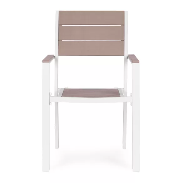 Kerti szék, MultiGarden YC-051KD-4-5, fehér/szürke, 54,5 x 52 x 89 cm, acél keret, HDPE ülő- és háttámla, 150 kg teherbírás, 2 db-os szett
