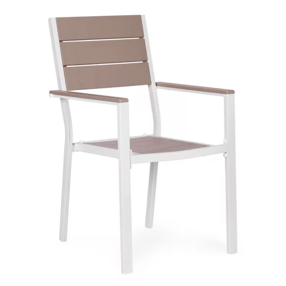 Kerti szék, MultiGarden YC-051KD-4-5, fehér/szürke, 54,5 x 52 x 89 cm, acél keret, HDPE ülő- és háttámla, 150 kg teherbírás, 2 db-os szett