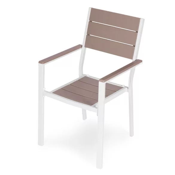 Kerti szék, MultiGarden YC-051KD-4-5, fehér/szürke, 54,5 x 52 x 89 cm, acél keret, HDPE ülő- és háttámla, 150 kg teherbírás, 2 db-os szett