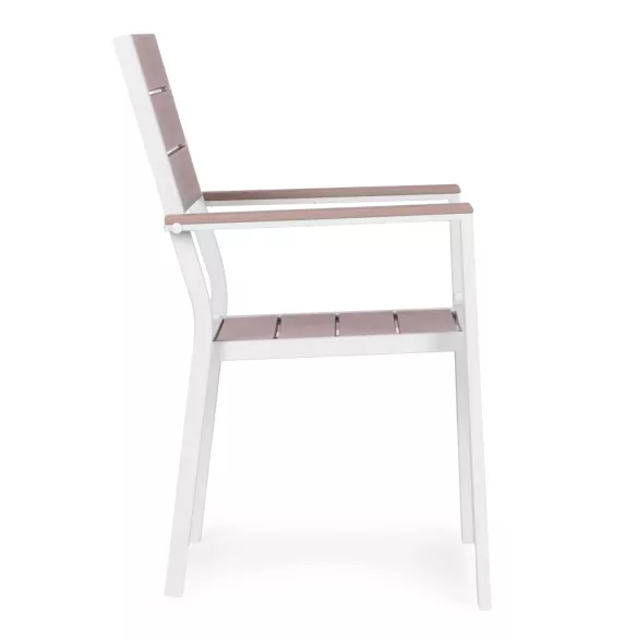 Kerti szék, MultiGarden YC-051KD-4-5, fehér/szürke, 54,5 x 52 x 89 cm, acél keret, HDPE ülő- és háttámla, 150 kg teherbírás, 2 db-os szett