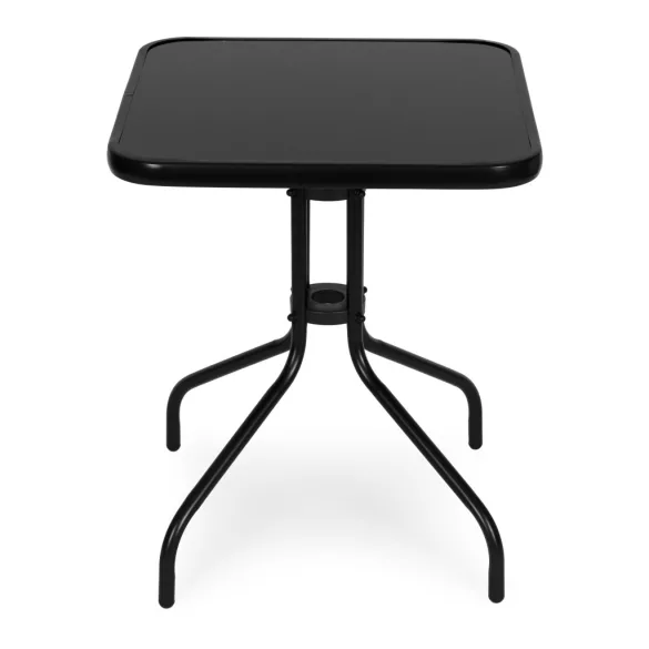 Kerti asztal, MultiGarden SC-073-1, fekete, 60 x 60 cm, magasság: 71 cm, edzett üveglap, porszórt acél váz, teherbírás: 60 kg