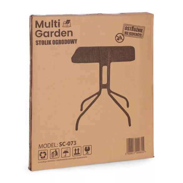Kerti asztal, MultiGarden SC-073A-1, fekete, 80 x 80 cm, magasság: 71 cm, edzett üveglap, porszórt acél váz, napernyőnyílás (4,5 cm), teherbírás: 60 kg