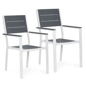 Kerti szék, MultiGarden YC-051KD-4-5, fehér/sötétszürke, 54,5 x 52 x 89 cm, acél keret, HDPE ülő- és háttámla, 150 kg teherbírás, 2 db-os szett