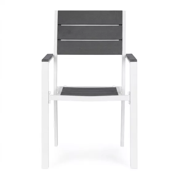 Kerti szék, MultiGarden YC-051KD-4-5, fehér/sötétszürke, 54,5 x 52 x 89 cm, acél keret, HDPE ülő- és háttámla, 150 kg teherbírás, 2 db-os szett