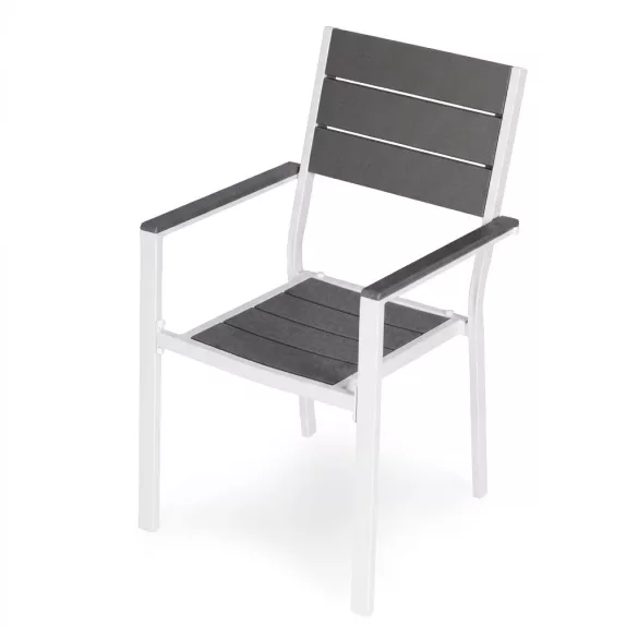Kerti szék, MultiGarden YC-051KD-4-5, fehér/sötétszürke, 54,5 x 52 x 89 cm, acél keret, HDPE ülő- és háttámla, 150 kg teherbírás, 2 db-os szett