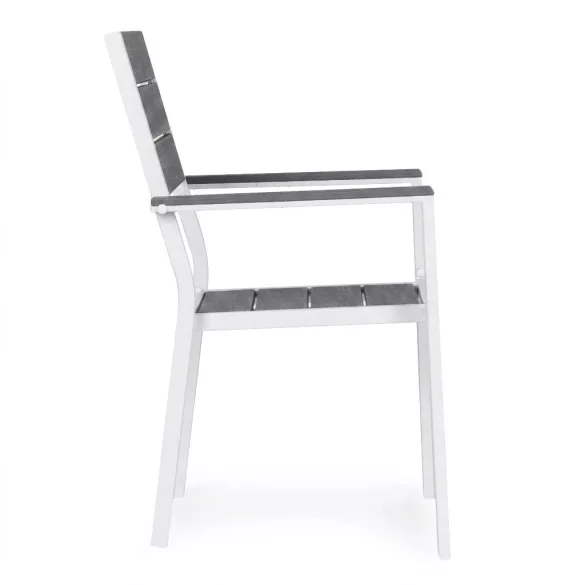 Kerti szék, MultiGarden YC-051KD-4-5, fehér/sötétszürke, 54,5 x 52 x 89 cm, acél keret, HDPE ülő- és háttámla, 150 kg teherbírás, 2 db-os szett