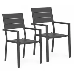   Kerti szék, MultiGarden YC-051KD-4, szürke, 54,5 x 52 x 89 cm, acél keret, HDPE ülő- és háttámla, 150 kg teherbírás, 2 db-os szett