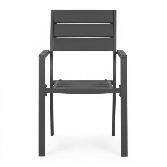 Kerti szék, MultiGarden YC-051KD-4, szürke, 54,5 x 52 x 89 cm, acél keret, HDPE ülő- és háttámla, 150 kg teherbírás, 2 db-os szett