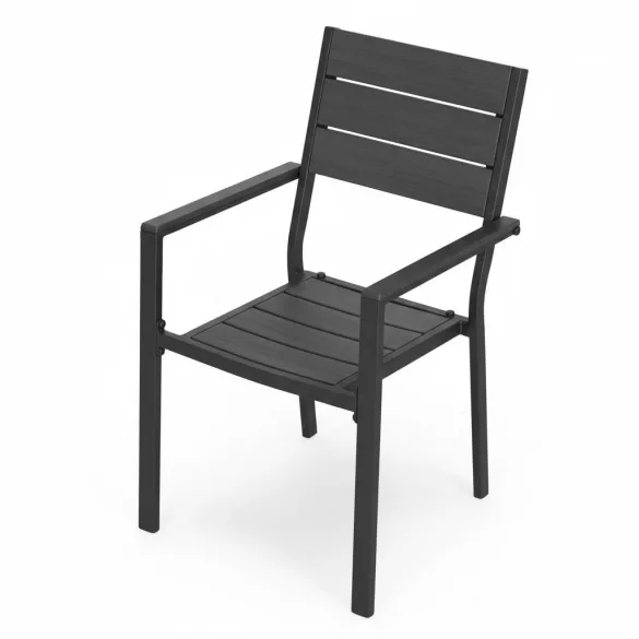 Kerti szék, MultiGarden YC-051KD-4, szürke, 54,5 x 52 x 89 cm, acél keret, HDPE ülő- és háttámla, 150 kg teherbírás, 2 db-os szett