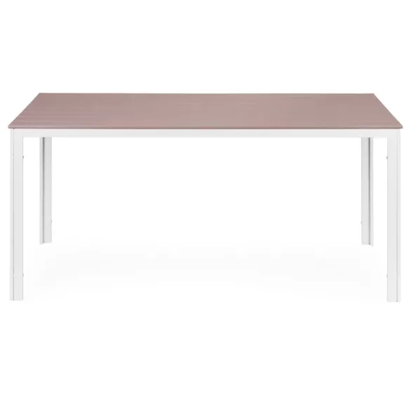 Kerti asztal, MultiGarden SAK-156-3-5, bézs/fehér, 156 x 78 cm, 6 személyes, magasság: 74 cm, fahatású műanyag asztallap, porszórt acél váz, teherbírás: 150 kg