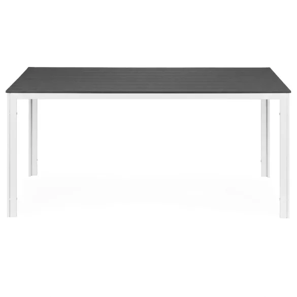 Kerti asztal, MultiGarden SAK-156-4-5, szürke/fehér, 156 x 78 cm, 6 személyes, magasság: 74 cm, fahatású műanyag asztallap, porszórt acél váz, teherbírás: 150 kg