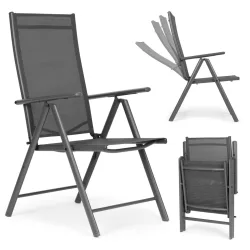   Kerti szék, MultiGarden WR1652-1-4, szürke, 70 × 57 × 106 cm, állítható háttámla (7 fokozat), összecsukható, acél keret, textil, 100 kg teherbírás