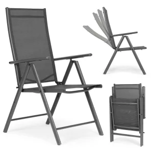 Kerti szék, MultiGarden WR1652-1-4, szürke, 70 × 57 × 106 cm, állítható háttámla (7 fokozat), összecsukható, acél keret, textil, 100 kg teherbírás