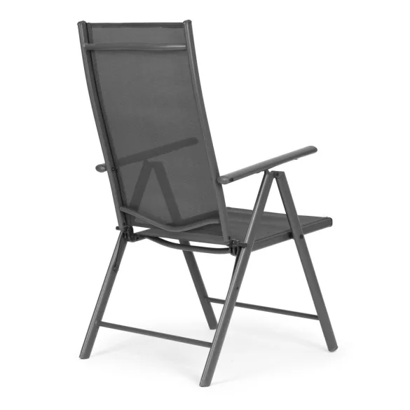 Kerti szék, MultiGarden WR1652-1-4, szürke, 70 × 57 × 106 cm, állítható háttámla (7 fokozat), összecsukható, acél keret, textil, 100 kg teherbírás
