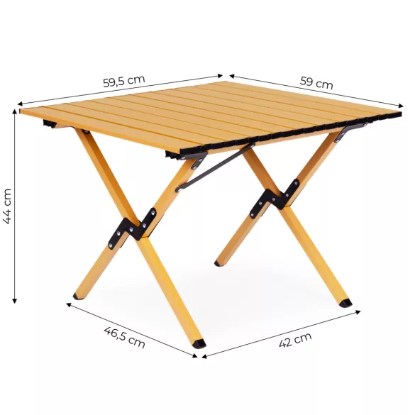 Kerti asztal, MultiGarden XLP130-12-2, 60 x 60 cm, összecsukható, magasság: 44 cm, hordtáskával, csúszásgátló lábak, teherbírás: 20 kg