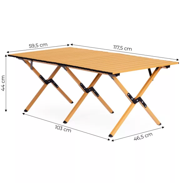 Kerti asztal, MultiGarden XLP130-14-2, 120 x 60 cm, összecsukható, magasság: 44 cm, hordtáskával, csúszásgátló lábak, teherbírás: 20 kg