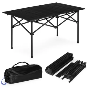 Kerti asztal, MultiGarden XLP150-95-1, fekete, 95 × 55 cm, összecsukható, magasság: 49,5 cm, hordtáskával, csúszásgátló lábak, teherbírás: 20 kg