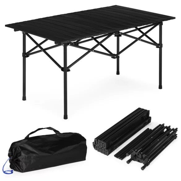 Kerti asztal, MultiGarden XLP150-95-1, fekete, 95 × 55 cm, összecsukható, magasság: 49,5 cm, hordtáskával, csúszásgátló lábak, teherbírás: 20 kg