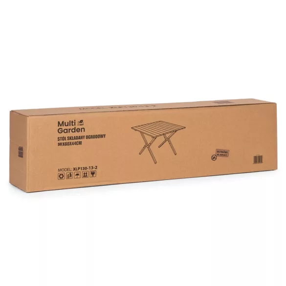Kerti asztal, MultiGarden  XLP130-13-2, 90 x 60 cm, összecsukható, magasság: 44 cm, hordtáskával, csúszásgátló lábak, teherbírás: 20 kg
