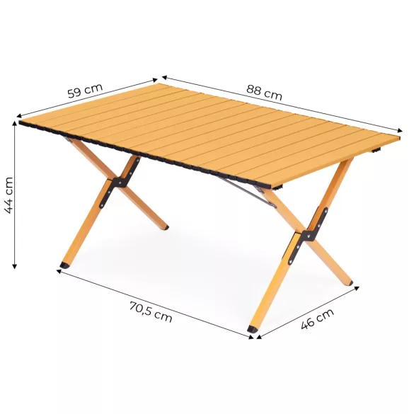 Kerti asztal, MultiGarden  XLP130-13-2, 90 x 60 cm, összecsukható, magasság: 44 cm, hordtáskával, csúszásgátló lábak, teherbírás: 20 kg