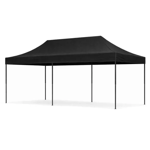 Kerti pavilon, MultiGarden PAW-FGC-3X6-1, fekete, 3 x 6 m, 4 oldalfallal, fém vázzal, UV-álló és esőálló 210D PE ponyva, 3,16 m állítható magassággal, hordtáskával
