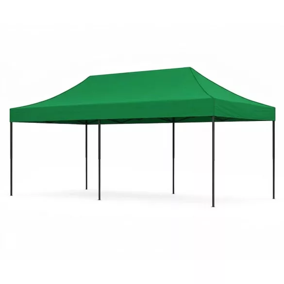 Kerti pavilon, MultiGarden PAW-FGC-3X6-9, zöld, 3 x 6 m, 4 oldalfallal, fém vázzal, UV-álló és esőálló 210D PE ponyva, 3,16 m állítható magassággal, hordtáskával