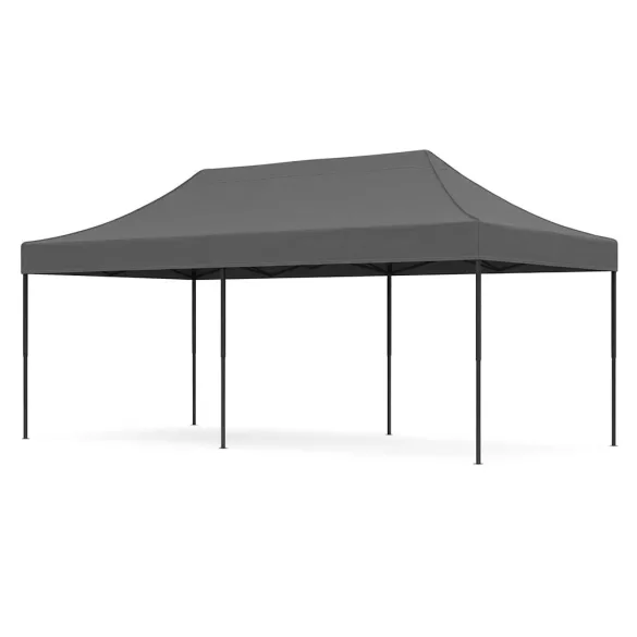 Kerti pavilon, MultiGarden PAW-FGC-3X6-4, szürke, 3 x 6 m, 4 oldalfallal, fém vázzal, UV-álló és esőálló 210D PE ponyva, 3,16 m állítható magassággal, hordtáskával