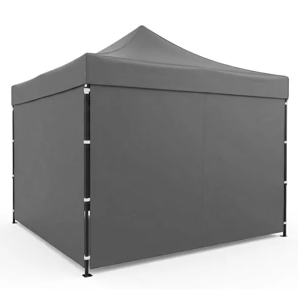 Kerti pavilon, MultiGarden PAW-FGA-3X3-4, szürke, 3 x 3 m, 4 oldalfallal, fém vázzal, UV-álló és esőálló 210D PE ponyva, 3,13 m állítható magassággal, hordtáskával