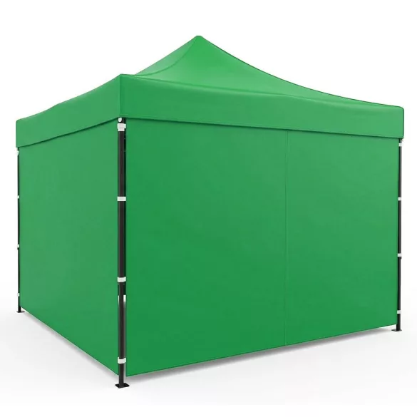 Kerti pavilon, MultiGarden PAW-FGA-3X3-9, zöld, 3 x 3 m, 4 oldalfallal, fém vázzal, UV-álló és esőálló 210D PE ponyva, 3,13 m állítható magassággal, hordtáskával